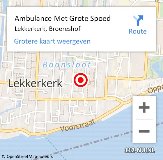 Locatie op kaart van de 112 melding: Ambulance Met Grote Spoed Naar Lekkerkerk, Broereshof op 26 oktober 2023 06:42