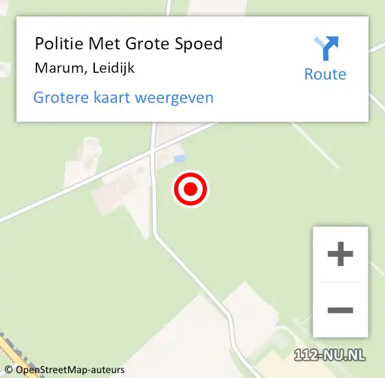 Locatie op kaart van de 112 melding: Politie Met Grote Spoed Naar Marum, Leidijk op 26 oktober 2023 07:36