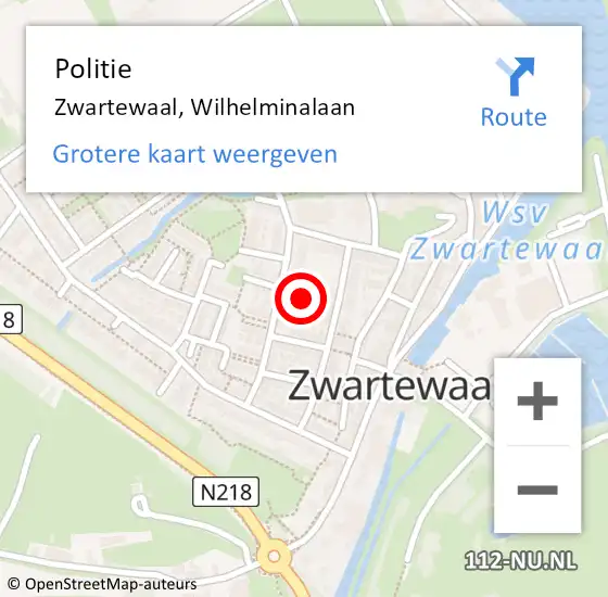 Locatie op kaart van de 112 melding: Politie Zwartewaal, Wilhelminalaan op 26 oktober 2023 07:40