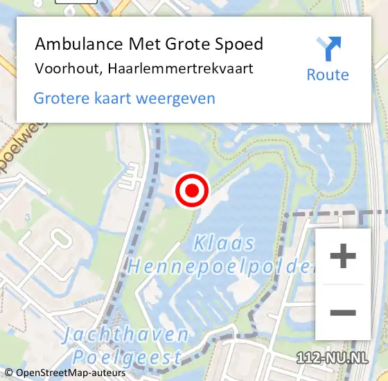 Locatie op kaart van de 112 melding: Ambulance Met Grote Spoed Naar Voorhout, Haarlemmertrekvaart op 26 oktober 2023 07:48