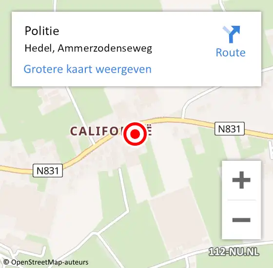 Locatie op kaart van de 112 melding: Politie Hedel, Ammerzodenseweg op 26 oktober 2023 08:05
