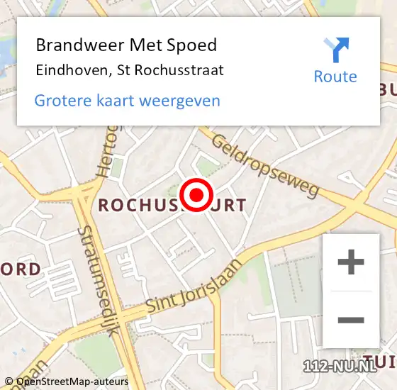 Locatie op kaart van de 112 melding: Brandweer Met Spoed Naar Eindhoven, St Rochusstraat op 26 oktober 2023 08:09