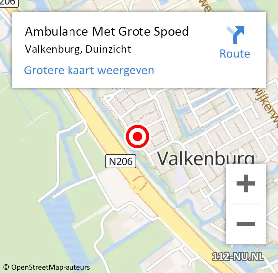 Locatie op kaart van de 112 melding: Ambulance Met Grote Spoed Naar Valkenburg, Duinzicht op 26 oktober 2023 08:10