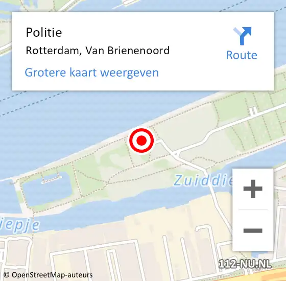 Locatie op kaart van de 112 melding: Politie Rotterdam, Van Brienenoord op 26 oktober 2023 08:13