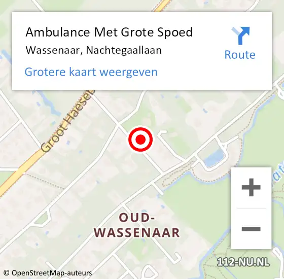 Locatie op kaart van de 112 melding: Ambulance Met Grote Spoed Naar Wassenaar, Nachtegaallaan op 26 oktober 2023 08:36