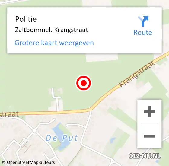 Locatie op kaart van de 112 melding: Politie Zaltbommel, Krangstraat op 26 oktober 2023 09:06