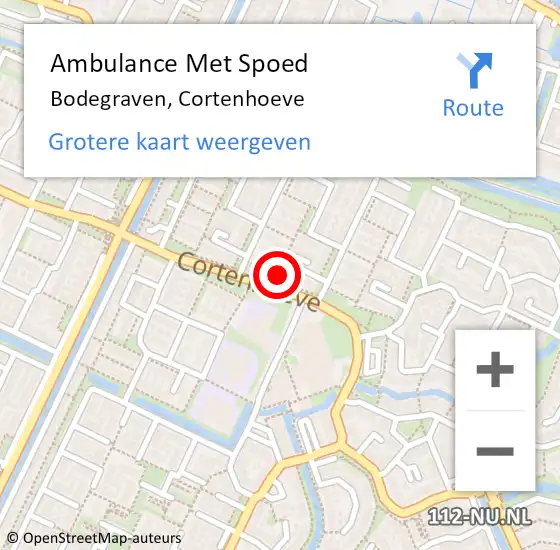 Locatie op kaart van de 112 melding: Ambulance Met Spoed Naar Bodegraven, Cortenhoeve op 26 oktober 2023 09:13