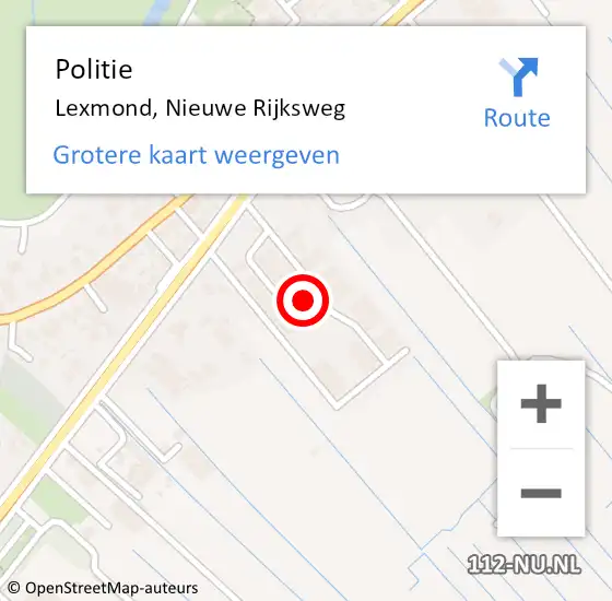 Locatie op kaart van de 112 melding: Politie Lexmond, Nieuwe Rijksweg op 26 oktober 2023 09:26