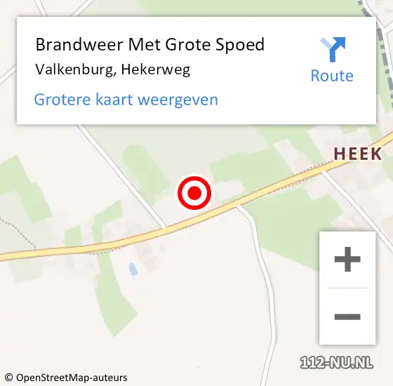 Locatie op kaart van de 112 melding: Brandweer Met Grote Spoed Naar Valkenburg, Hekerweg op 26 oktober 2023 09:44