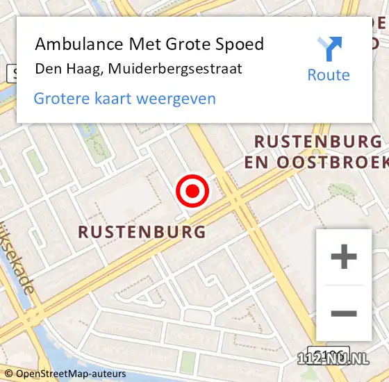 Locatie op kaart van de 112 melding: Ambulance Met Grote Spoed Naar Den Haag, Muiderbergsestraat op 26 oktober 2023 10:30