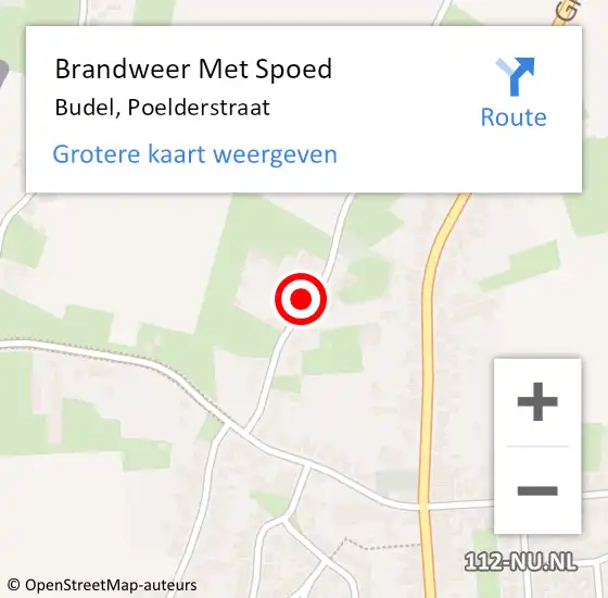 Locatie op kaart van de 112 melding: Brandweer Met Spoed Naar Budel, Poelderstraat op 26 oktober 2023 10:31