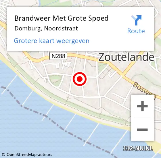 Locatie op kaart van de 112 melding: Brandweer Met Grote Spoed Naar Domburg, Noordstraat op 26 oktober 2023 10:40