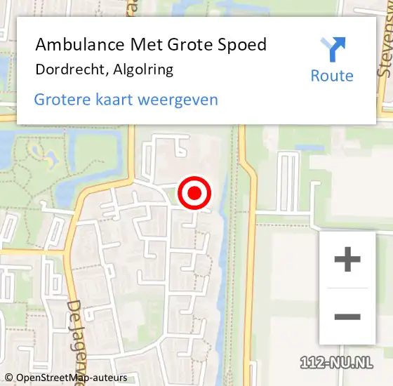 Locatie op kaart van de 112 melding: Ambulance Met Grote Spoed Naar Dordrecht, Algolring op 26 oktober 2023 10:56