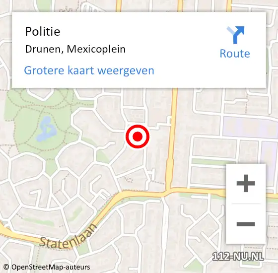 Locatie op kaart van de 112 melding: Politie Drunen, Mexicoplein op 26 oktober 2023 11:04