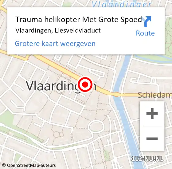 Locatie op kaart van de 112 melding: Trauma helikopter Met Grote Spoed Naar Vlaardingen, Liesveldviaduct op 26 oktober 2023 11:17