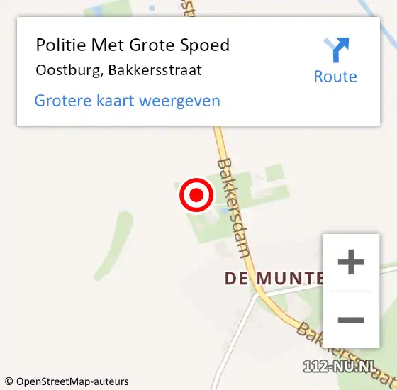 Locatie op kaart van de 112 melding: Politie Met Grote Spoed Naar Oostburg, Bakkersstraat op 26 oktober 2023 11:19