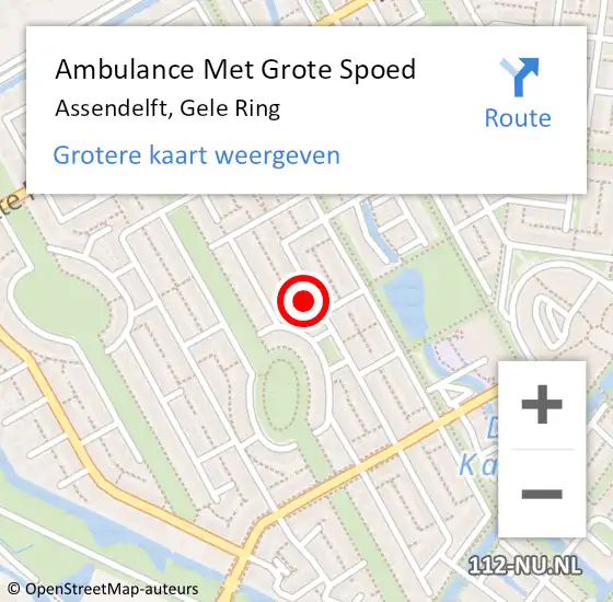Locatie op kaart van de 112 melding: Ambulance Met Grote Spoed Naar Assendelft, Gele Ring op 26 oktober 2023 11:29