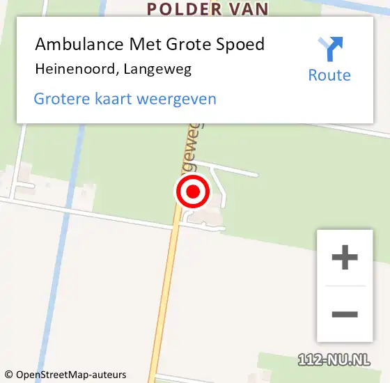 Locatie op kaart van de 112 melding: Ambulance Met Grote Spoed Naar Heinenoord, Langeweg op 26 oktober 2023 11:37