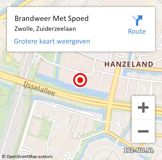 Locatie op kaart van de 112 melding: Brandweer Met Spoed Naar Zwolle, Zuiderzeelaan op 26 oktober 2023 11:39