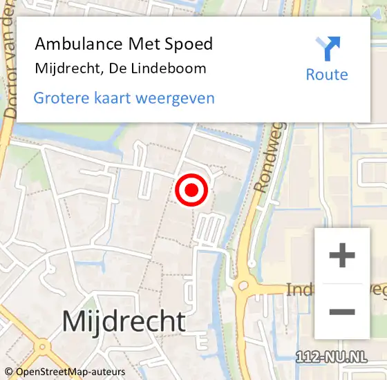 Locatie op kaart van de 112 melding: Ambulance Met Spoed Naar Mijdrecht, De Lindeboom op 26 oktober 2023 11:50