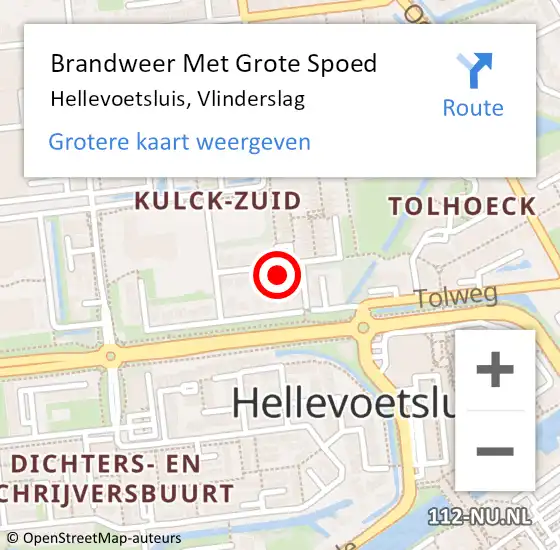 Locatie op kaart van de 112 melding: Brandweer Met Grote Spoed Naar Hellevoetsluis, Vlinderslag op 26 oktober 2023 11:55