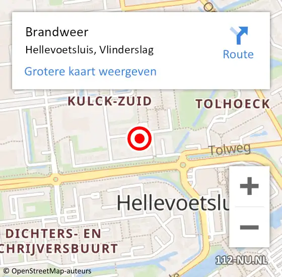 Locatie op kaart van de 112 melding: Brandweer Hellevoetsluis, Vlinderslag op 26 oktober 2023 12:03