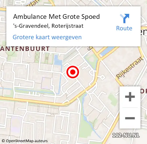 Locatie op kaart van de 112 melding: Ambulance Met Grote Spoed Naar 's-Gravendeel, Roterijstraat op 26 oktober 2023 12:10