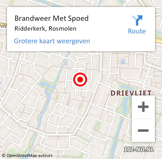 Locatie op kaart van de 112 melding: Brandweer Met Spoed Naar Ridderkerk, Rosmolen op 26 oktober 2023 12:13