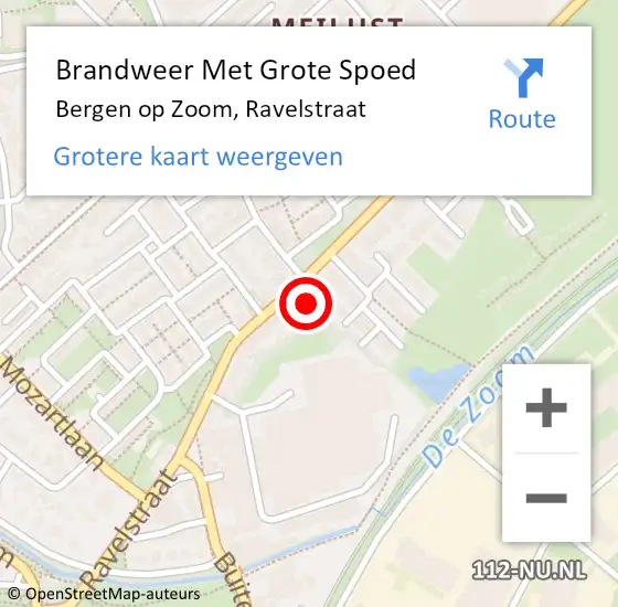 Locatie op kaart van de 112 melding: Brandweer Met Grote Spoed Naar Bergen op Zoom, Ravelstraat op 26 oktober 2023 12:15