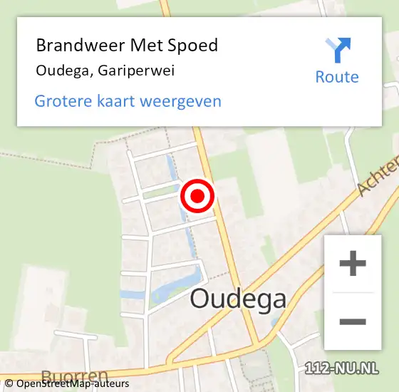 Locatie op kaart van de 112 melding: Brandweer Met Spoed Naar Oudega, Gariperwei op 26 oktober 2023 12:40