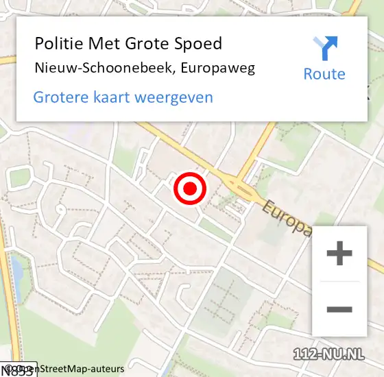 Locatie op kaart van de 112 melding: Politie Met Grote Spoed Naar Nieuw-Schoonebeek, Europaweg op 26 oktober 2023 12:42