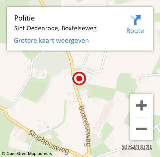 Locatie op kaart van de 112 melding: Politie Sint Oedenrode, Boxtelseweg op 26 oktober 2023 13:02