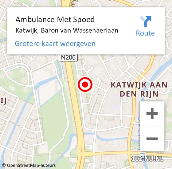 Locatie op kaart van de 112 melding: Ambulance Met Spoed Naar Katwijk, Baron van Wassenaerlaan op 26 oktober 2023 13:16