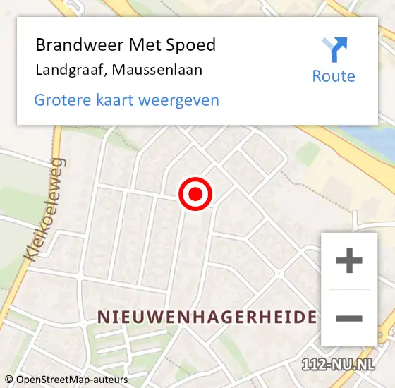 Locatie op kaart van de 112 melding: Brandweer Met Spoed Naar Landgraaf, Maussenlaan op 26 oktober 2023 13:44