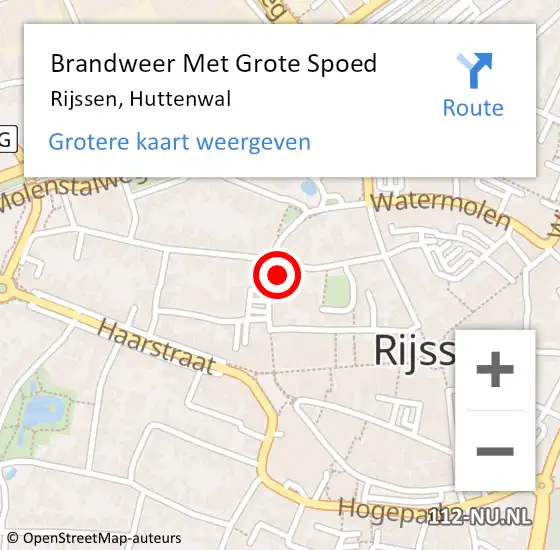 Locatie op kaart van de 112 melding: Brandweer Met Grote Spoed Naar Rijssen, Huttenwal op 26 oktober 2023 13:48