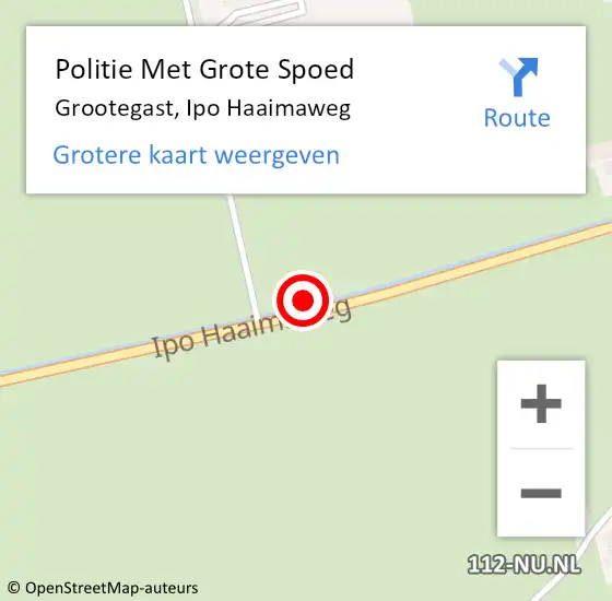 Locatie op kaart van de 112 melding: Politie Met Grote Spoed Naar Grootegast, Ipo Haaimaweg op 26 oktober 2023 13:51