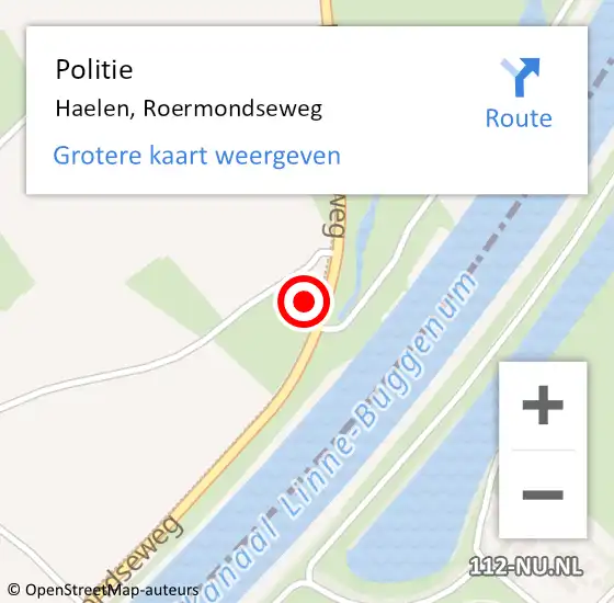 Locatie op kaart van de 112 melding: Politie Haelen, Roermondseweg op 26 oktober 2023 13:52