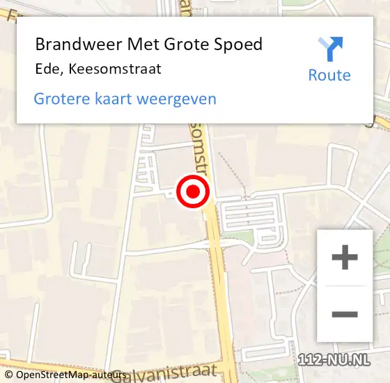 Locatie op kaart van de 112 melding: Brandweer Met Grote Spoed Naar Ede, Keesomstraat op 26 oktober 2023 14:16