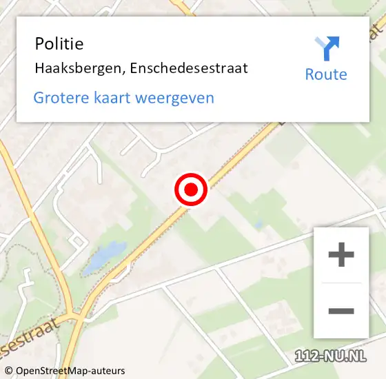 Locatie op kaart van de 112 melding: Politie Haaksbergen, Enschedesestraat op 26 oktober 2023 14:21
