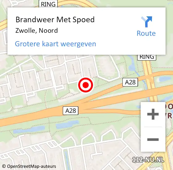 Locatie op kaart van de 112 melding: Brandweer Met Spoed Naar Zwolle, Noord op 26 oktober 2023 14:46