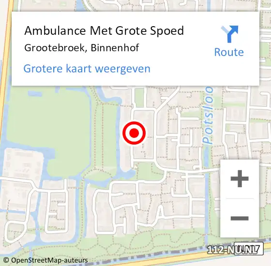 Locatie op kaart van de 112 melding: Ambulance Met Grote Spoed Naar Grootebroek, Binnenhof op 26 oktober 2023 14:47