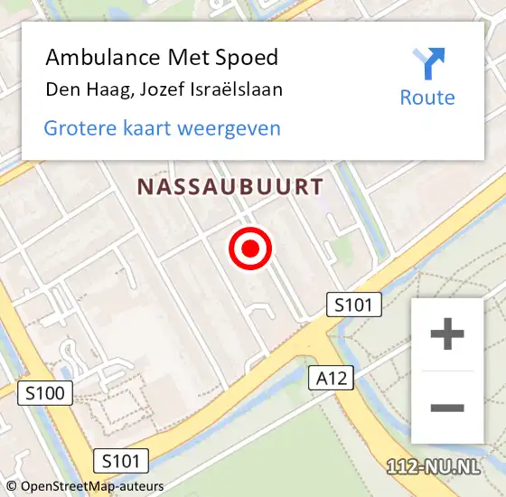 Locatie op kaart van de 112 melding: Ambulance Met Spoed Naar Den Haag, Jozef Israëlslaan op 26 oktober 2023 14:57