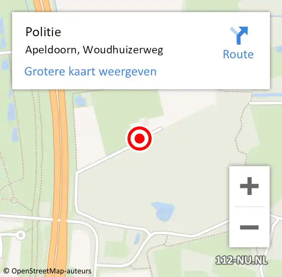 Locatie op kaart van de 112 melding: Politie Apeldoorn, Woudhuizerweg op 26 oktober 2023 15:01
