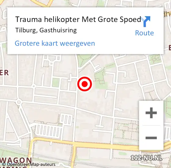 Locatie op kaart van de 112 melding: Trauma helikopter Met Grote Spoed Naar Tilburg, Gasthuisring op 26 oktober 2023 15:04