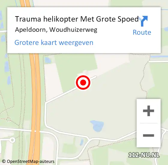 Locatie op kaart van de 112 melding: Trauma helikopter Met Grote Spoed Naar Apeldoorn, Woudhuizerweg op 26 oktober 2023 15:05