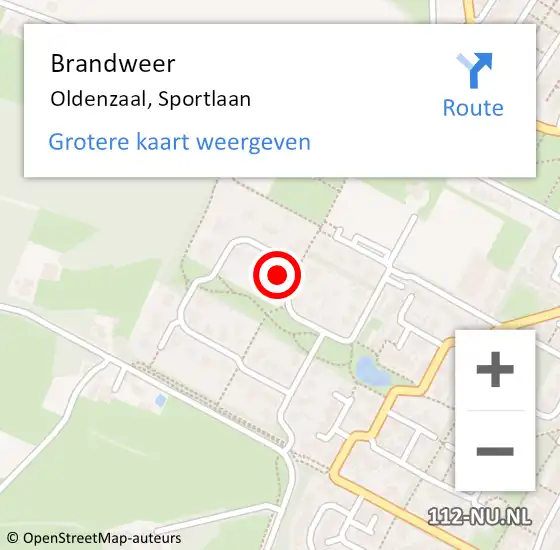 Locatie op kaart van de 112 melding: Brandweer Oldenzaal, Sportlaan op 26 oktober 2023 15:26