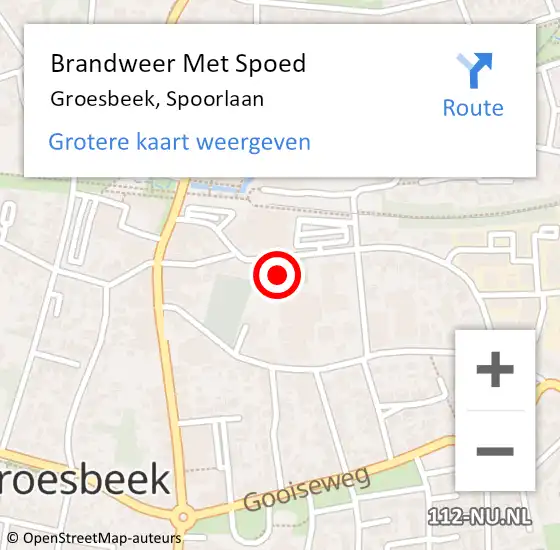 Locatie op kaart van de 112 melding: Brandweer Met Spoed Naar Groesbeek, Spoorlaan op 26 oktober 2023 15:59