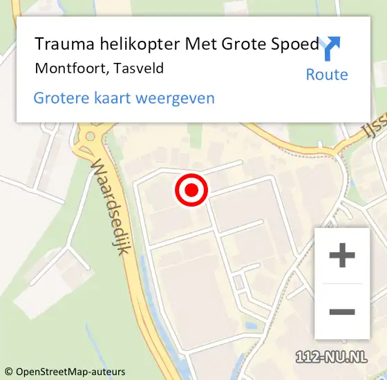 Locatie op kaart van de 112 melding: Trauma helikopter Met Grote Spoed Naar Montfoort, Tasveld op 26 oktober 2023 16:04
