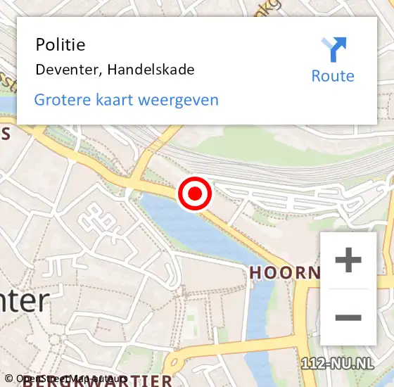 Locatie op kaart van de 112 melding: Politie Deventer, Handelskade op 26 oktober 2023 16:20