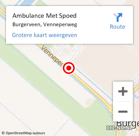 Locatie op kaart van de 112 melding: Ambulance Met Spoed Naar Burgerveen, Venneperweg op 26 oktober 2023 16:43